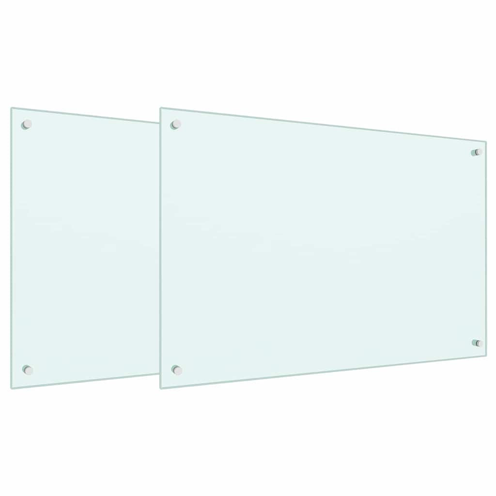 Køkkenbacksplash 2 stk. Hvid 90 x 60 cm hærdet glas