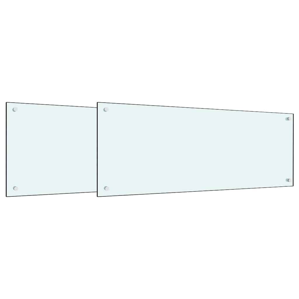 Køkkenbacksplash 2 stk. Hvid 100 x 40 cm hærdet glas