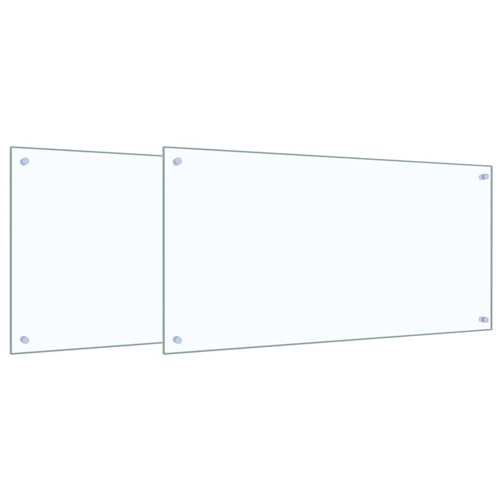 Køkkenbacksplash 2 stk. Transparent 100 x 50 cm hærdet glas