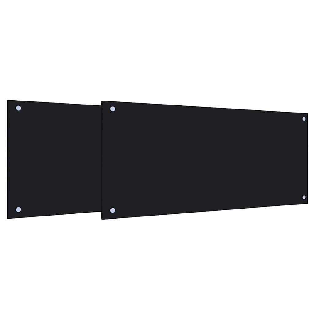 Køkkenbacksplash 2 stk. Sort 90 x 40 cm hærdet glas