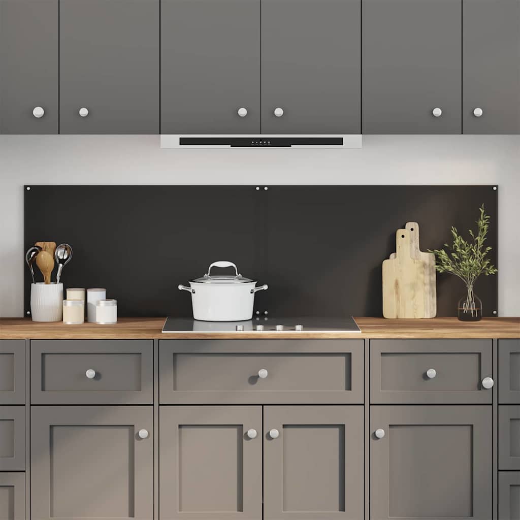 Køkkenbacksplash 2 stk. Sort 90 x 50 cm hærdet glas