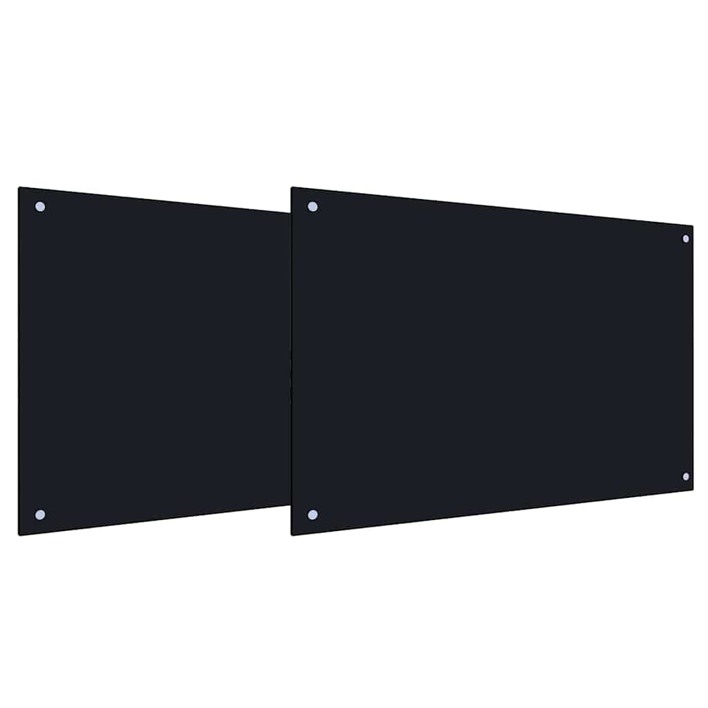 Køkkenbacksplash 2 stk. Sort 90 x 50 cm hærdet glas