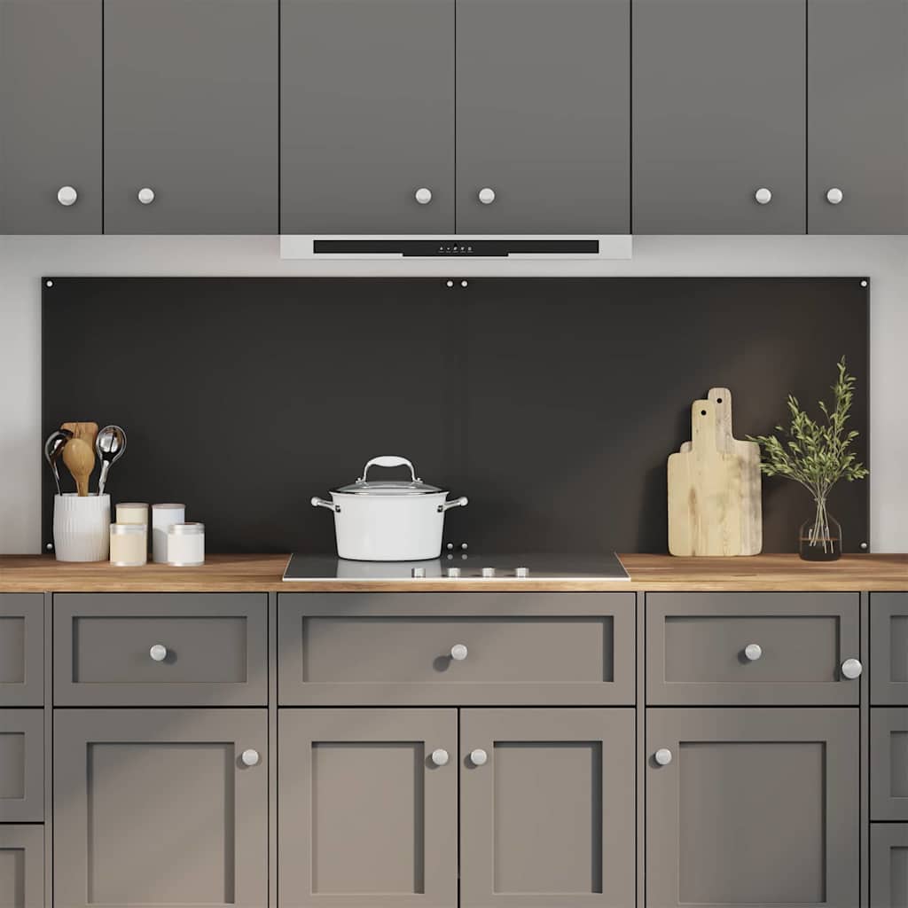 Køkkenbacksplash 2 stk. Sort 90 x 60 cm hærdet glas