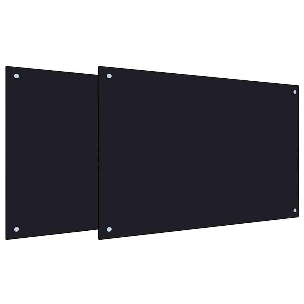 Køkkenbacksplash 2 stk. Sort 90 x 60 cm hærdet glas