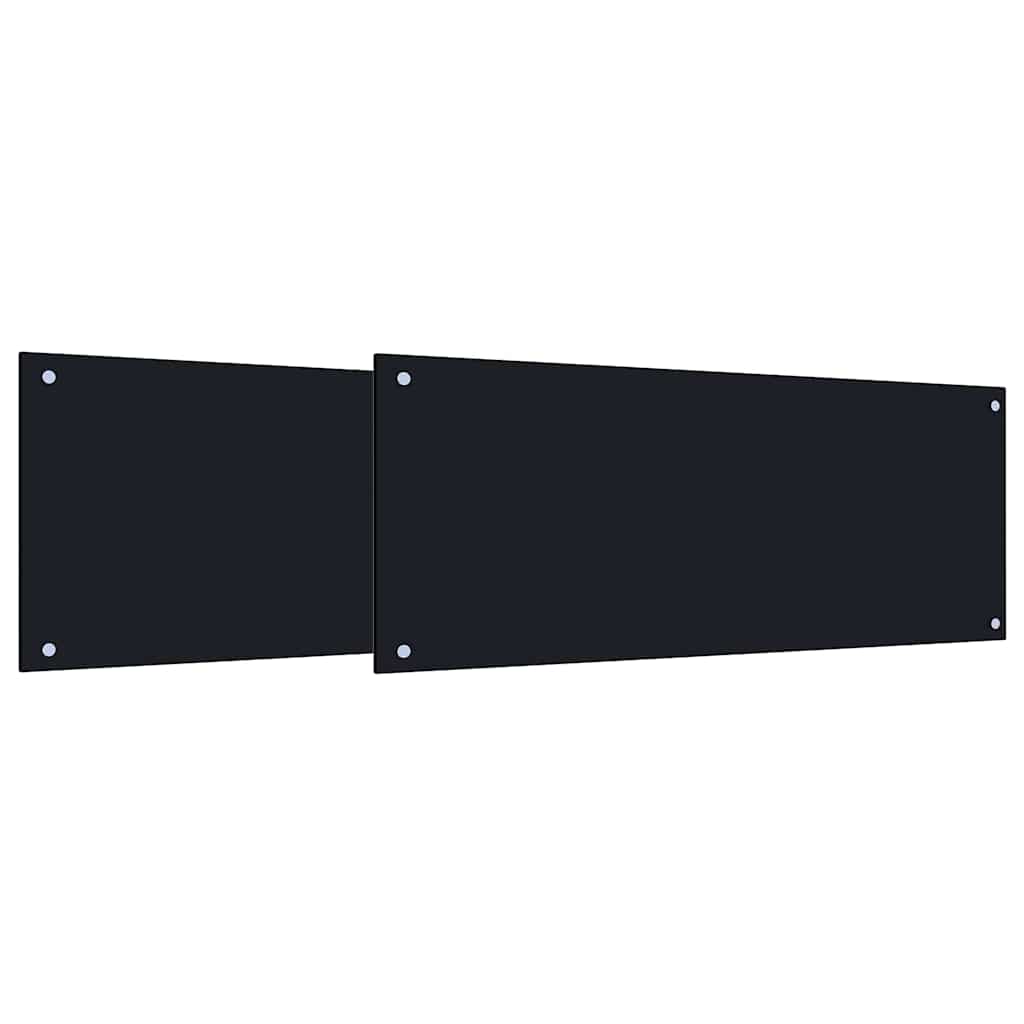 Køkkenbacksplash 2 stk. Sort 100 x 40 cm hærdet glas