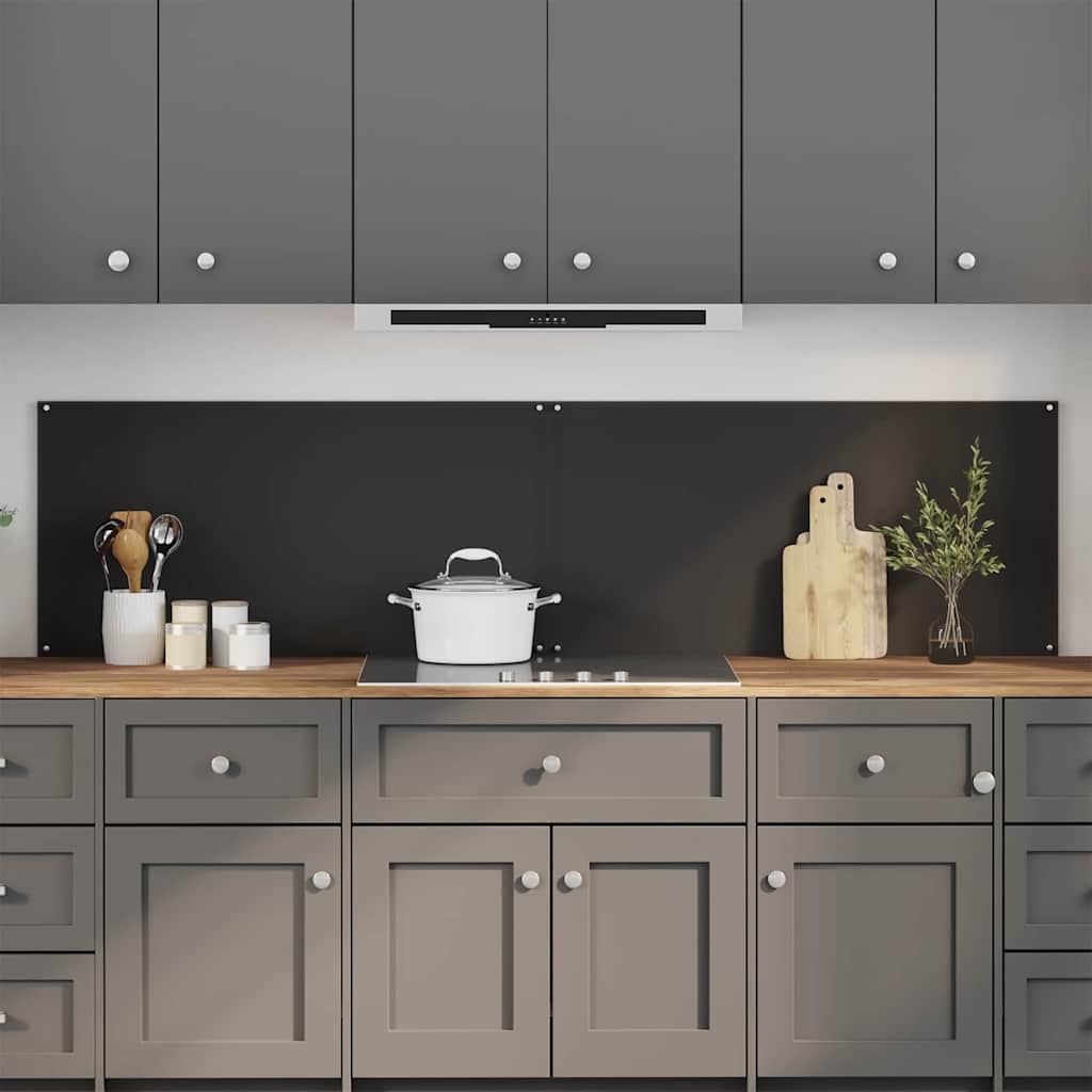 Køkkenbacksplash 2 stk. Sort 100 x 50 cm hærdet glas
