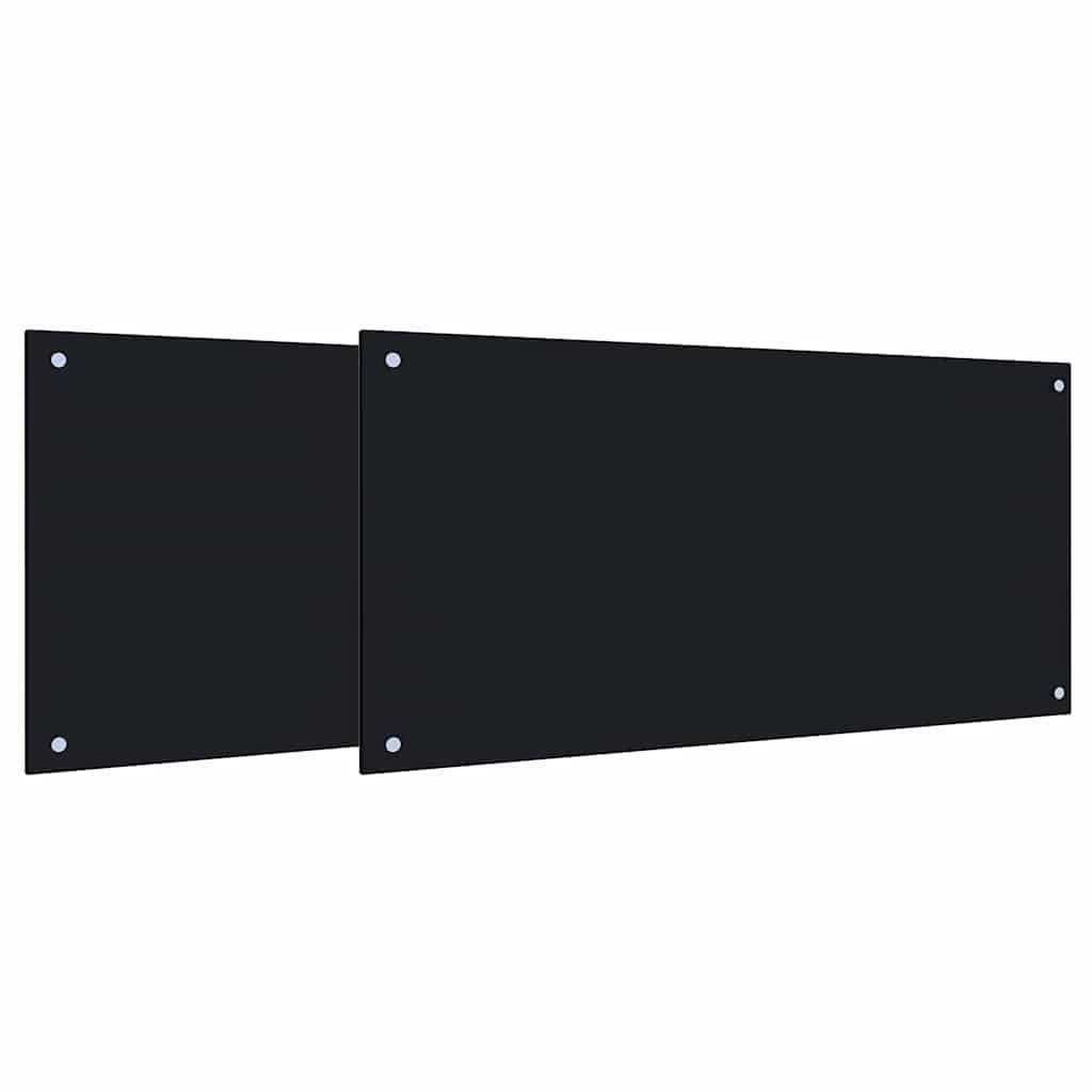 Køkkenbacksplash 2 stk. Sort 100 x 50 cm hærdet glas