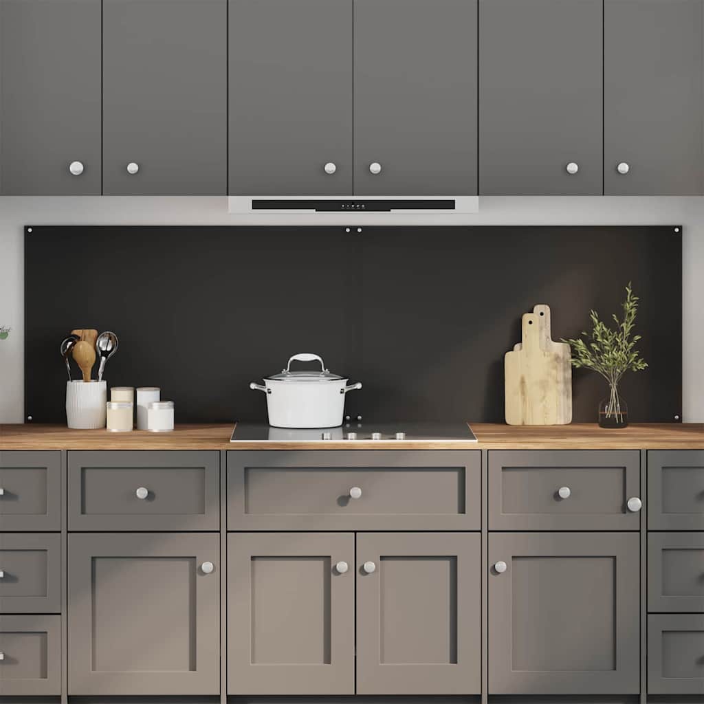 Køkkenbacksplash 2 stk. Sort 100 x 60 cm hærdet glas