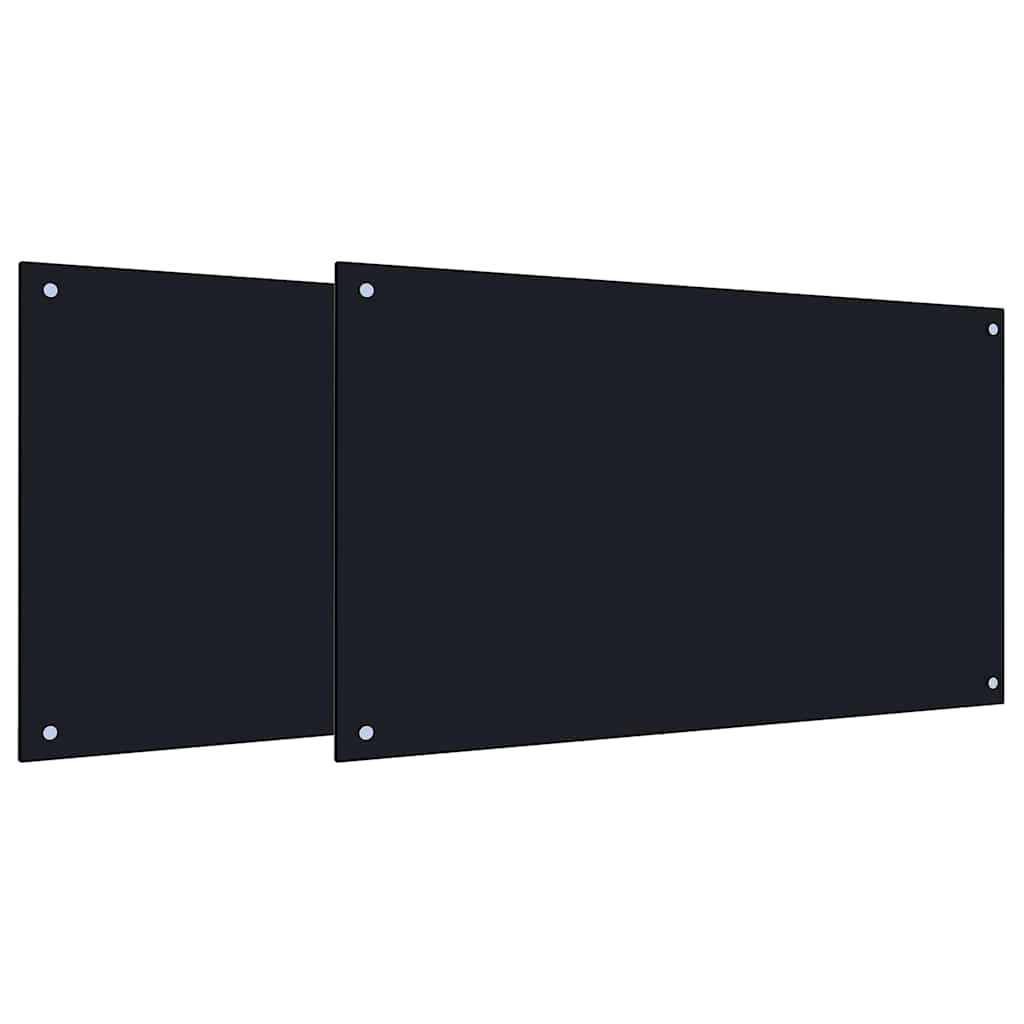 Køkkenbacksplash 2 stk. Sort 100 x 60 cm hærdet glas