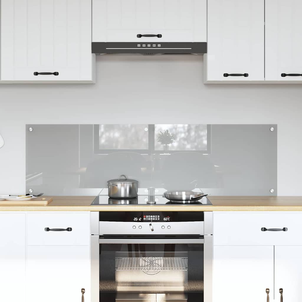 Køkkenbacksplash 2 stk. Lysegrå 70 x 40 cm hærdet glas