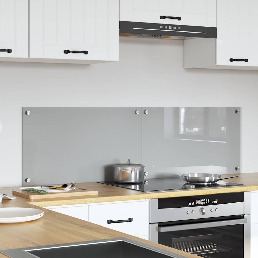 Køkkenbacksplash 2 stk. Lysegrå 70 x 40 cm hærdet glas