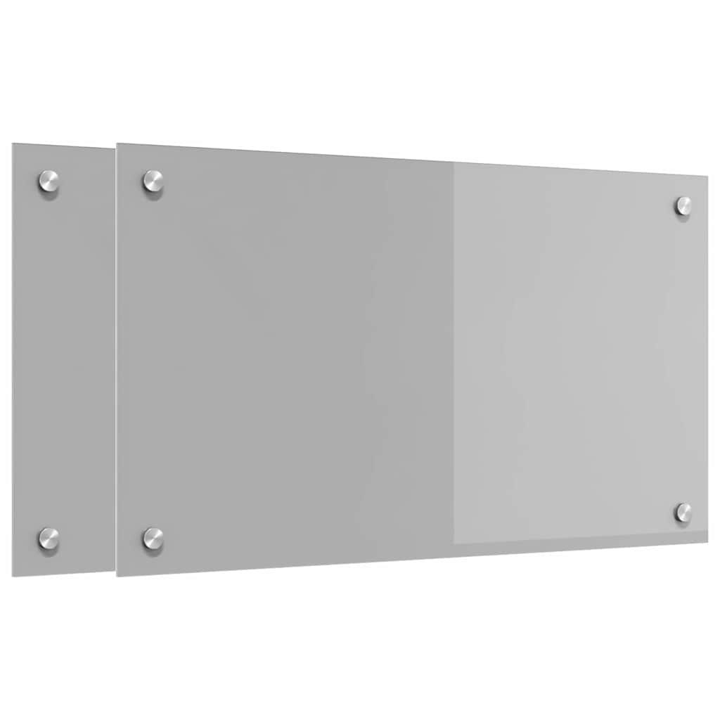 Køkkenbacksplash 2 stk. Lysegrå 70 x 40 cm hærdet glas
