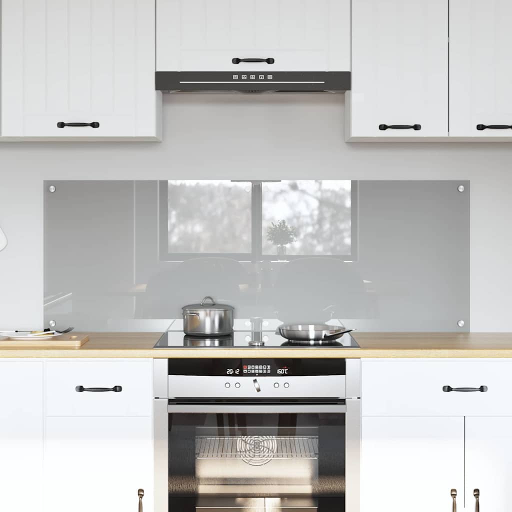 Køkkenbacksplash 2 stk. Lysegrå 70 x 50 cm hærdet glas