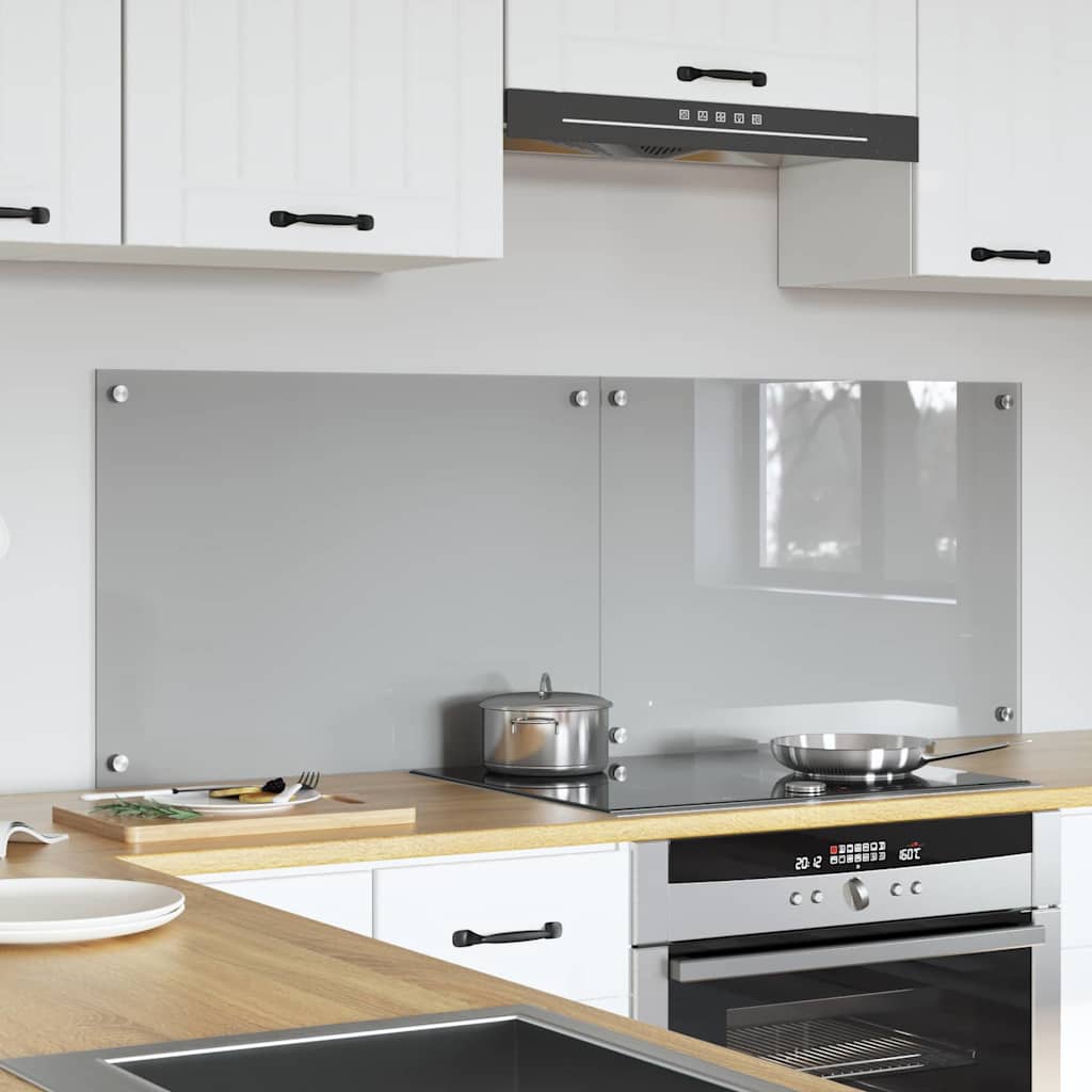Køkkenbacksplash 2 stk. Lysegrå 70 x 50 cm hærdet glas