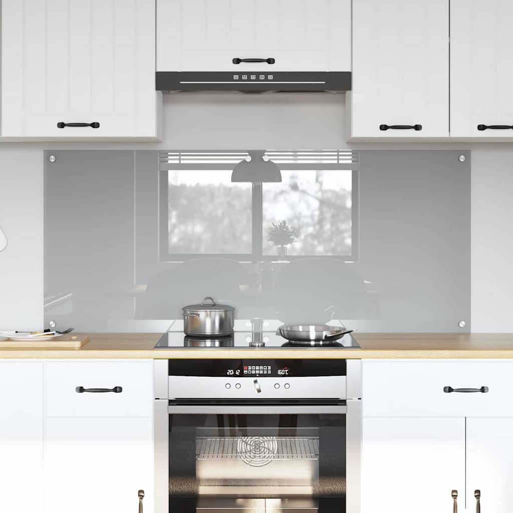Køkkenbacksplash 2 stk. Lysegrå 70 x 60 cm hærdet glas