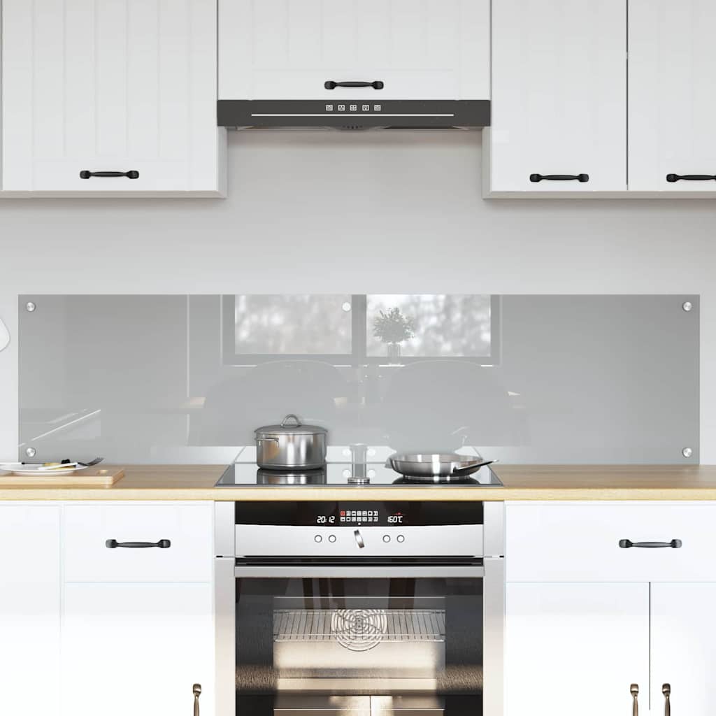 Køkkenbacksplash 2 stk. Lysegrå 80 x 40 cm hærdet glas