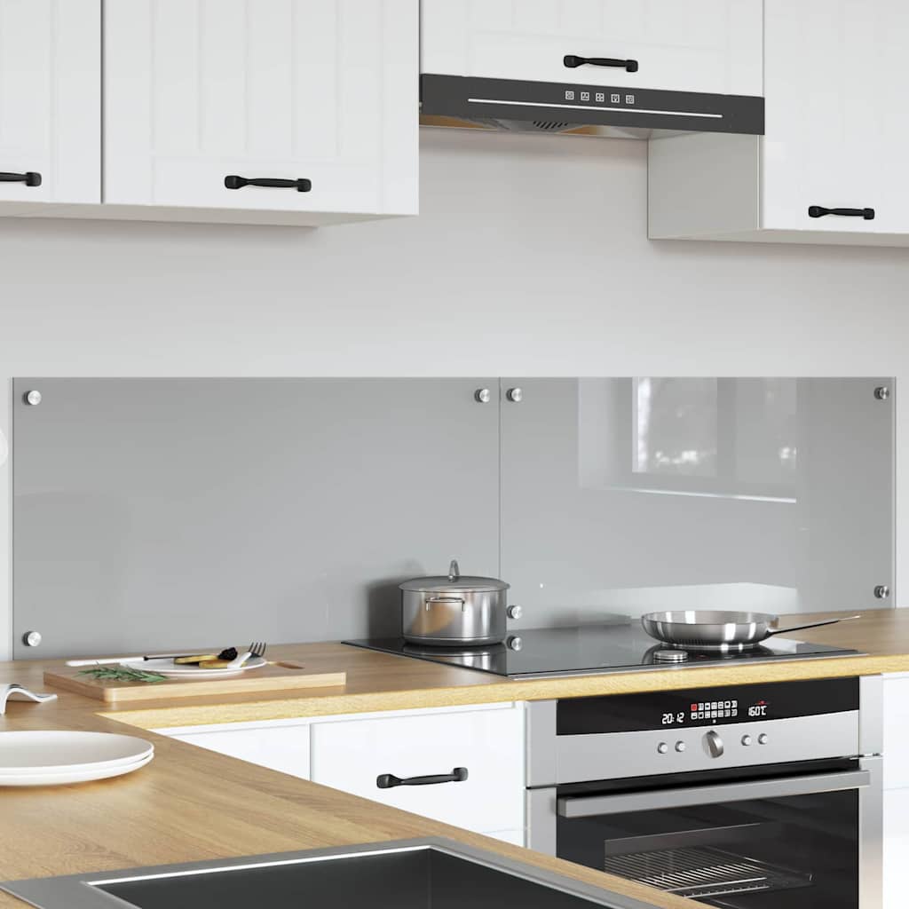 Køkkenbacksplash 2 stk. Lysegrå 80 x 40 cm hærdet glas