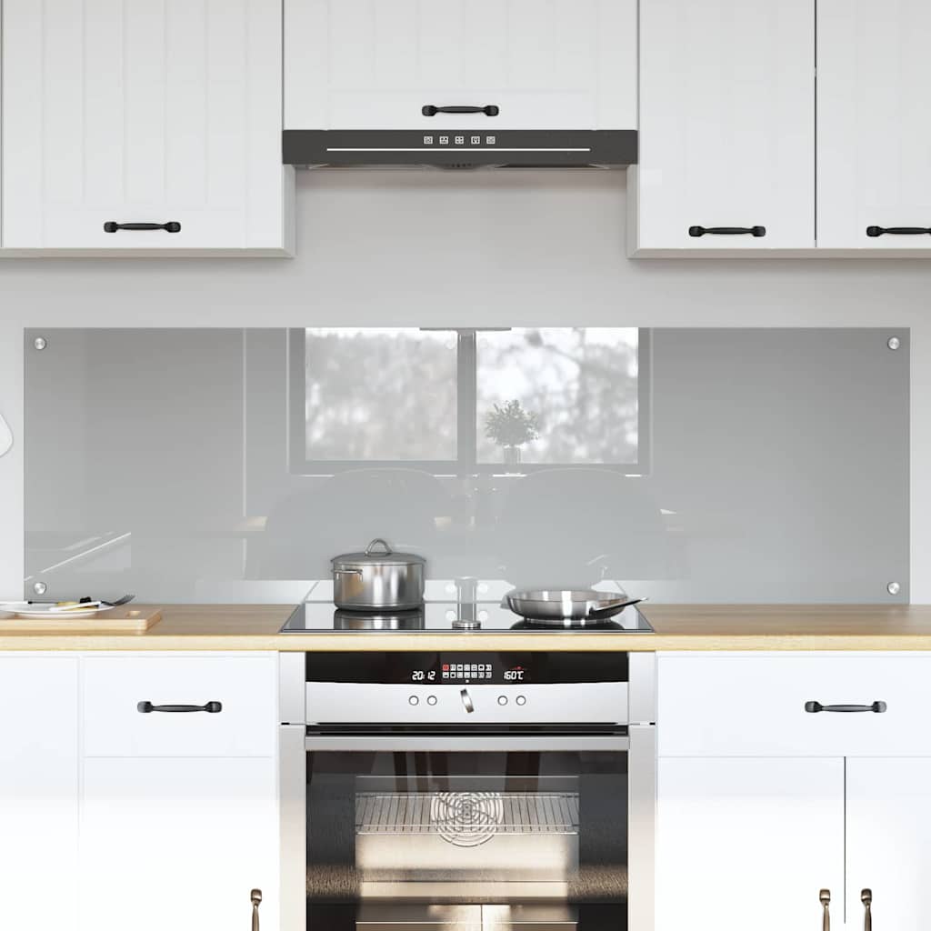 Køkkenbacksplash 2 stk. Lysegrå 80 x 50 cm hærdet glas