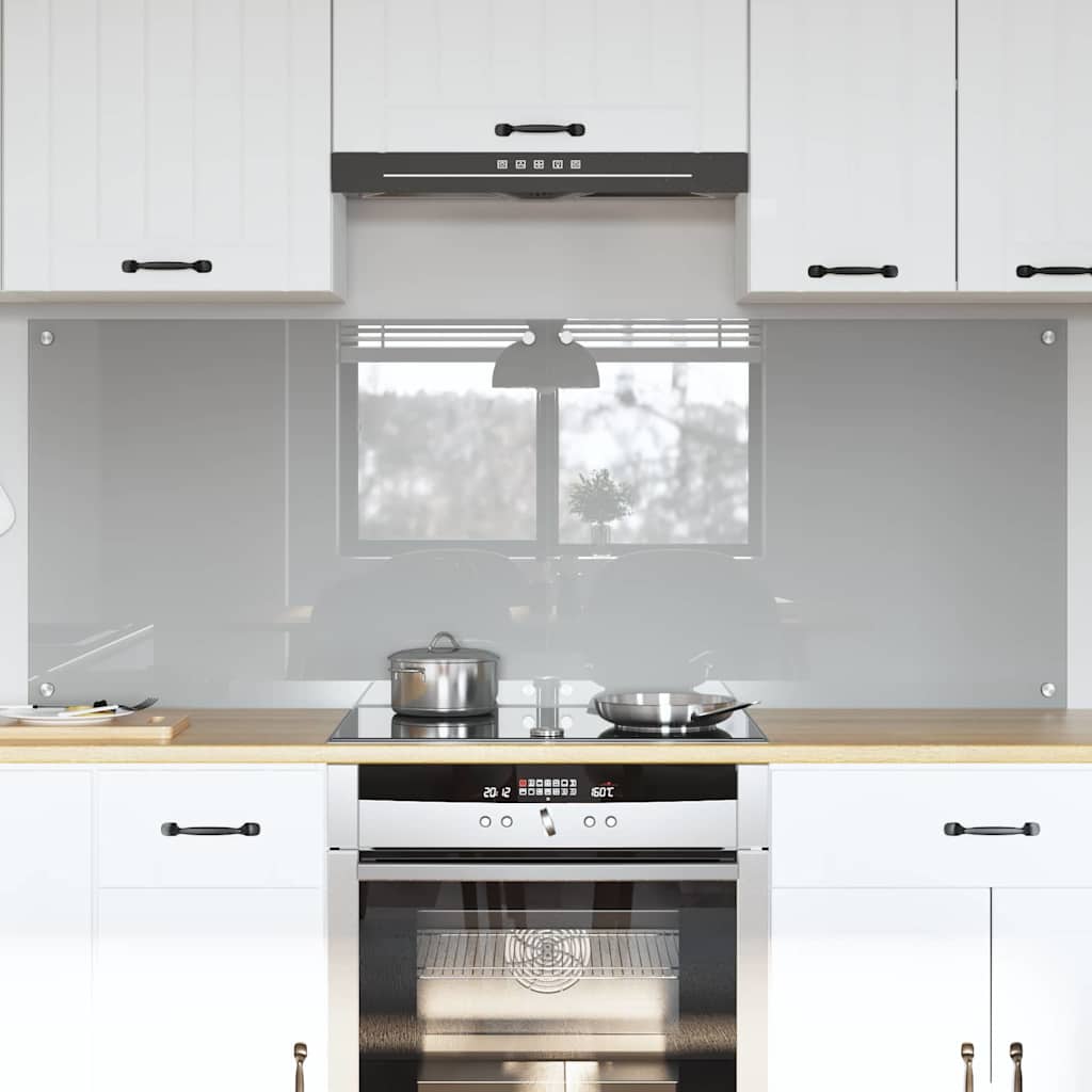 Køkkenbacksplash 2 stk. Lysegrå 80 x 60 cm hærdet glas