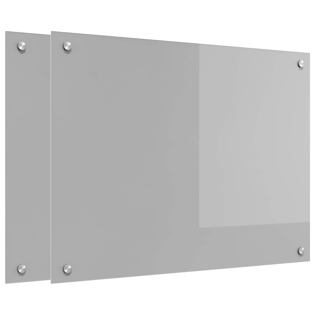Køkkenbacksplash 2 stk. Lysegrå 80 x 60 cm hærdet glas