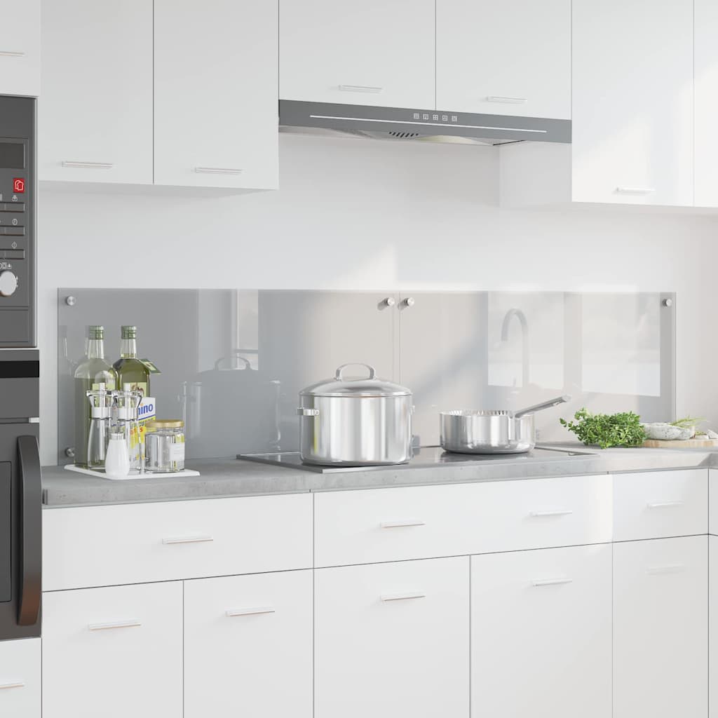 Køkkenbacksplash 2 stk. Lysegrå 90 x 40 cm hærdet glas