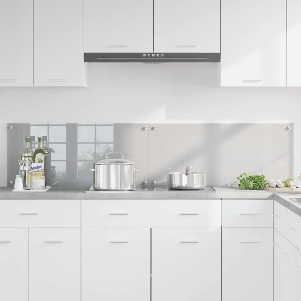 Køkkenbacksplash 2 stk. Lysegrå 90 x 40 cm hærdet glas
