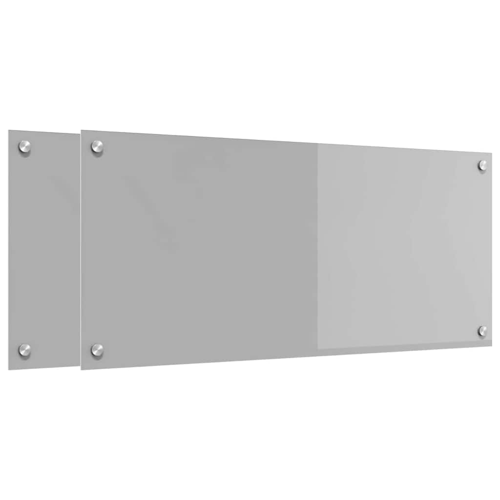 Køkkenbacksplash 2 stk. Lysegrå 90 x 40 cm hærdet glas