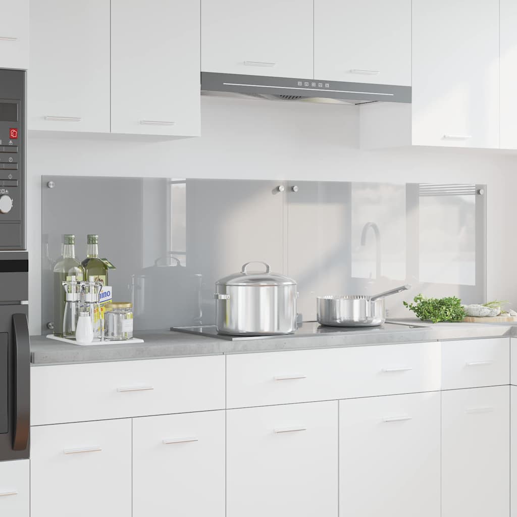 Køkkenbacksplash 2 stk. Lysegrå 90 x 50 cm hærdet glas