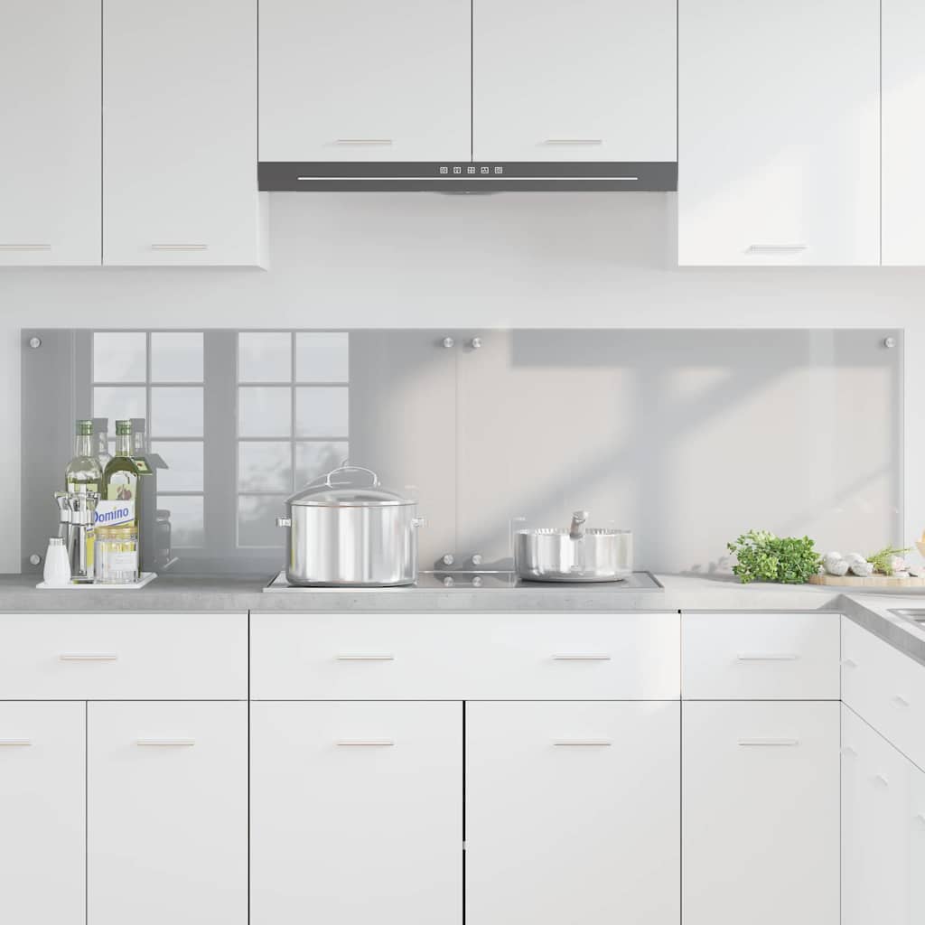 Køkkenbacksplash 2 stk. Lysegrå 90 x 50 cm hærdet glas