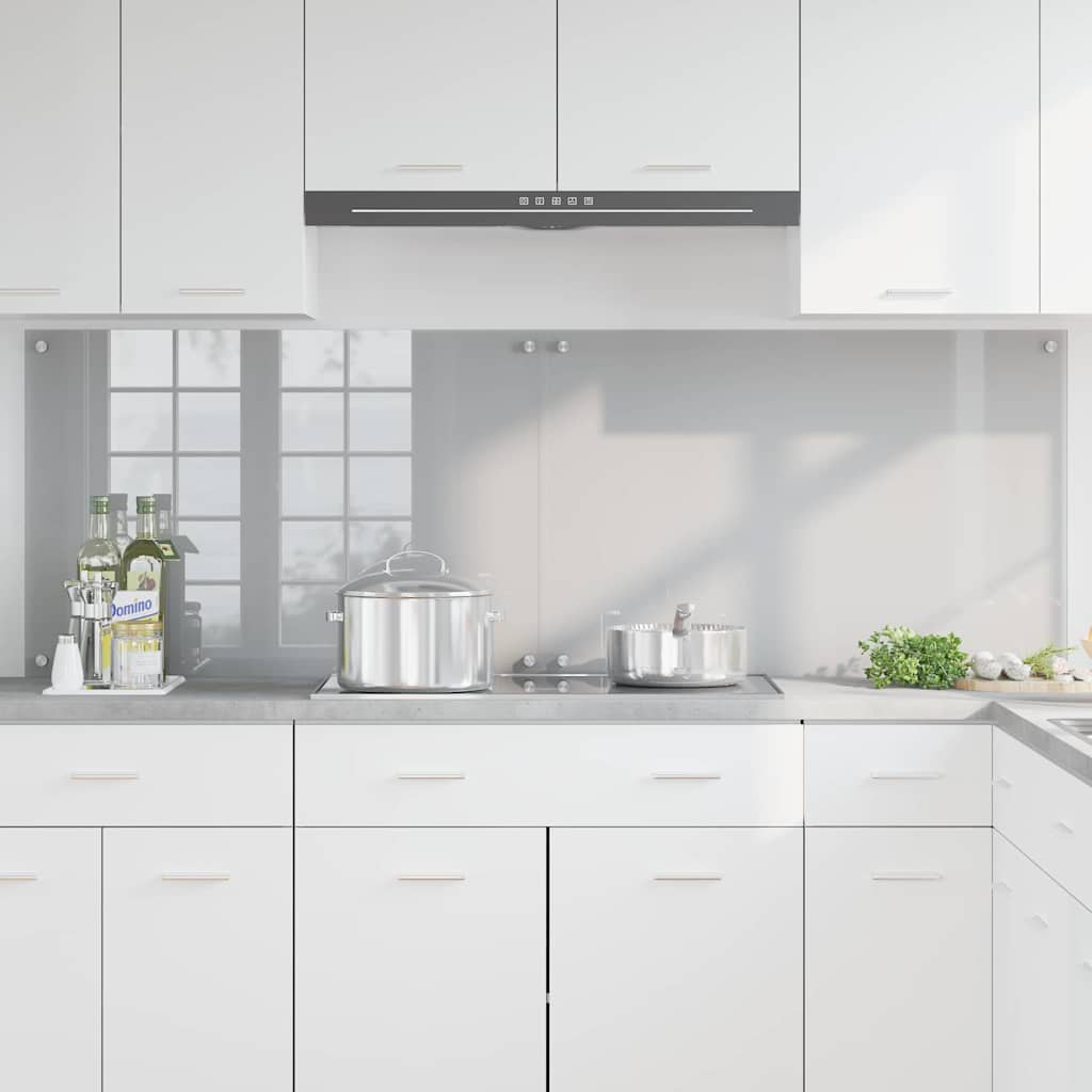 Køkkenbacksplash 2 stk. Lysegrå 90 x 60 cm hærdet glas