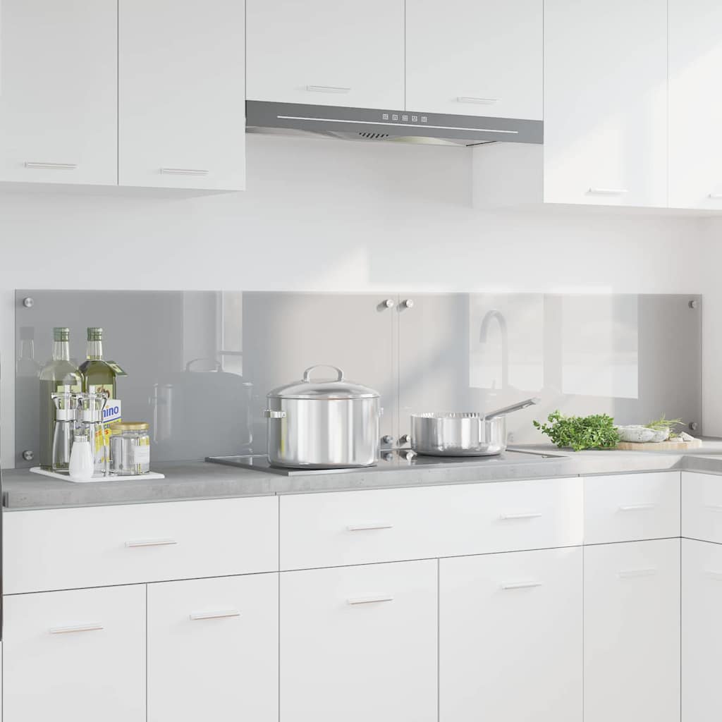 Køkkenbacksplash 2 stk. Lysegrå 100 x 40 cm hærdet glas