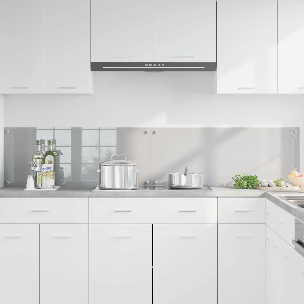 Køkkenbacksplash 2 stk. Lysegrå 100 x 40 cm hærdet glas