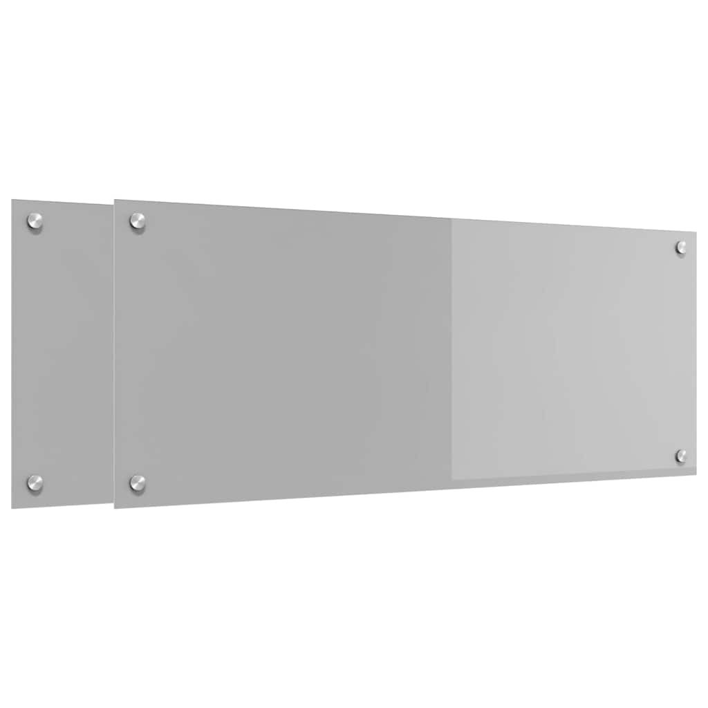 Køkkenbacksplash 2 stk. Lysegrå 100 x 40 cm hærdet glas
