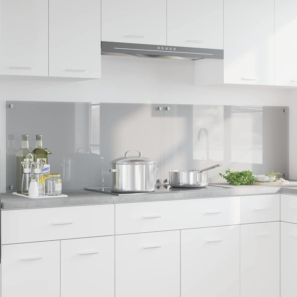 Køkkenbacksplash 2 stk. Lysegrå 100 x 50 cm hærdet glas