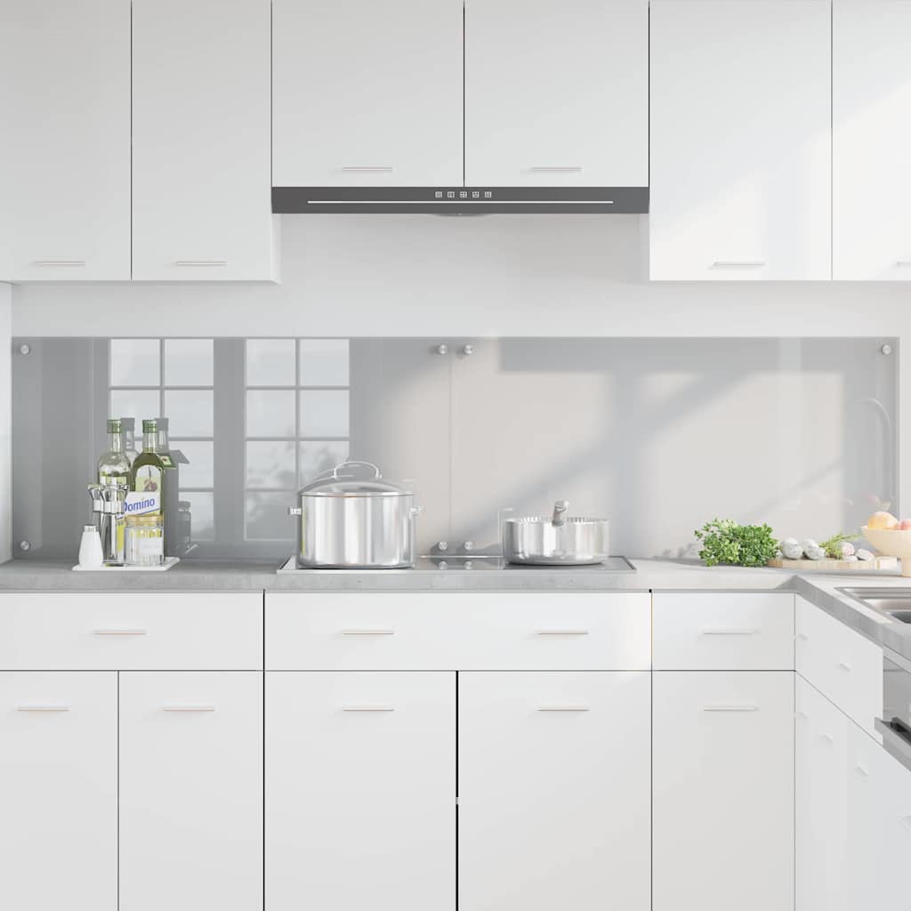 Køkkenbacksplash 2 stk. Lysegrå 100 x 50 cm hærdet glas