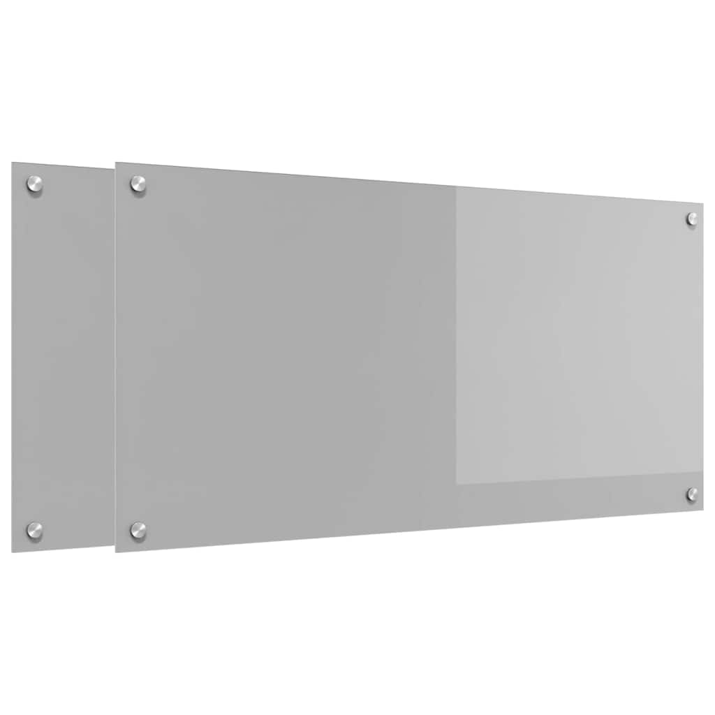 Køkkenbacksplash 2 stk. Lysegrå 100 x 50 cm hærdet glas
