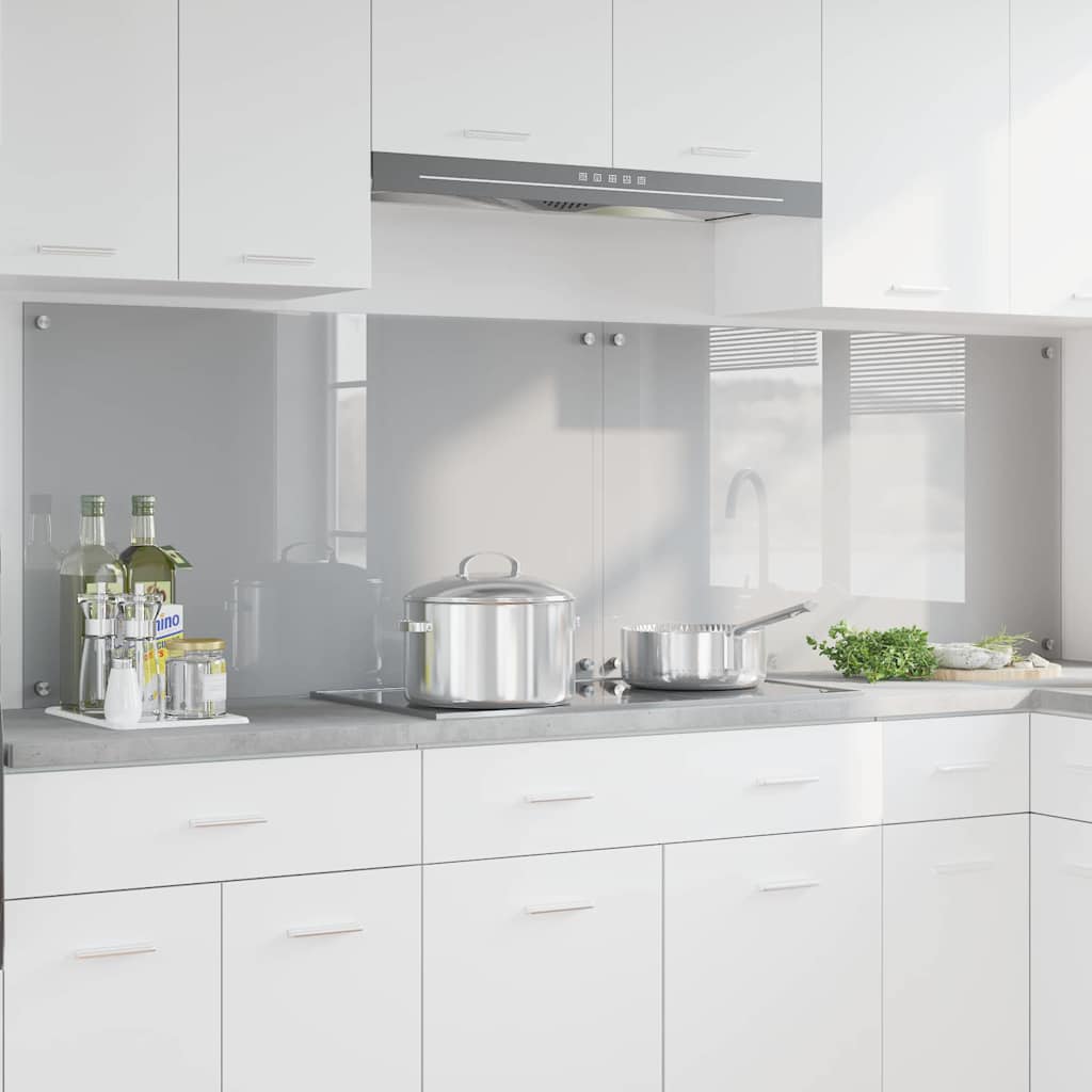 Køkkenbacksplash 2 stk. Lysegrå 100 x 60 cm hærdet glas