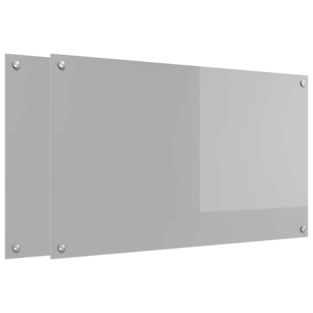 Køkkenbacksplash 2 stk. Lysegrå 100 x 60 cm hærdet glas