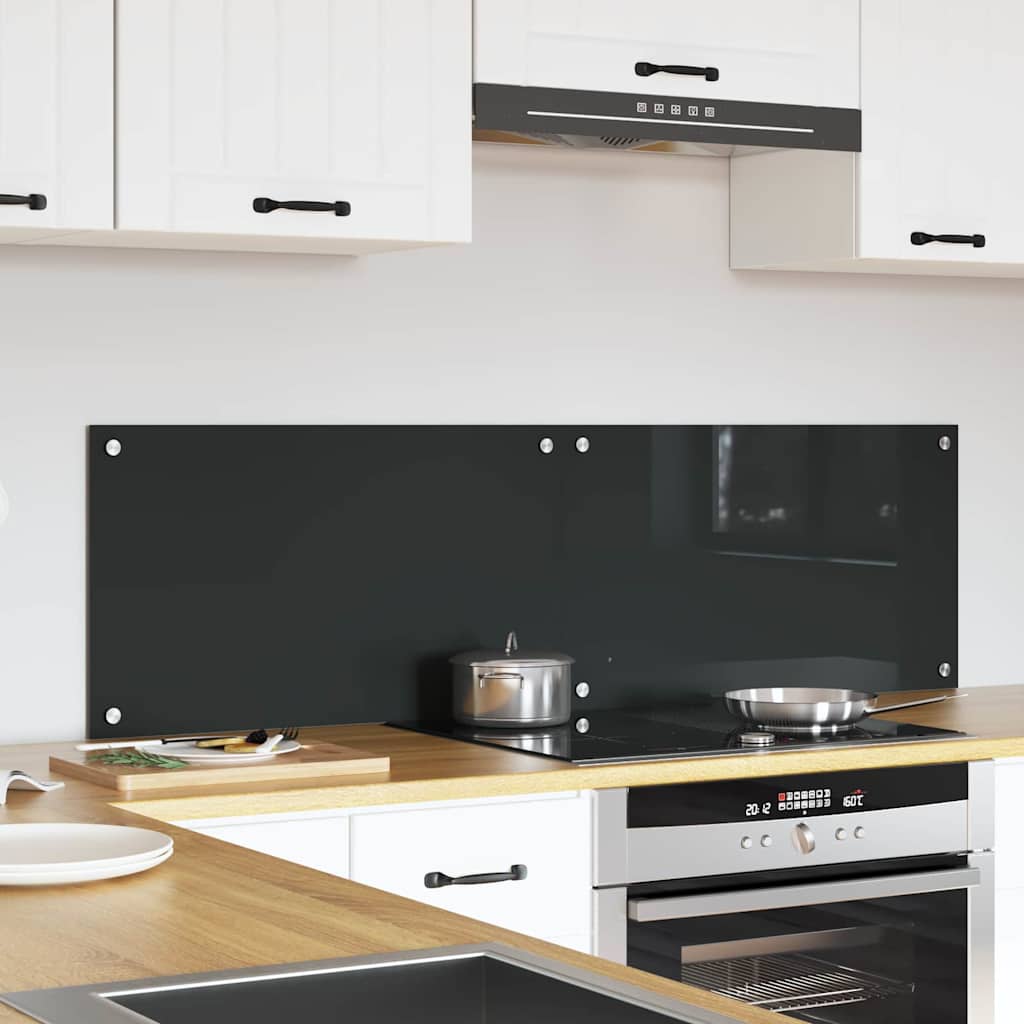 Køkkenbacksplash 2 stk. Mørkegrå 70 x 40 cm hærdet glas
