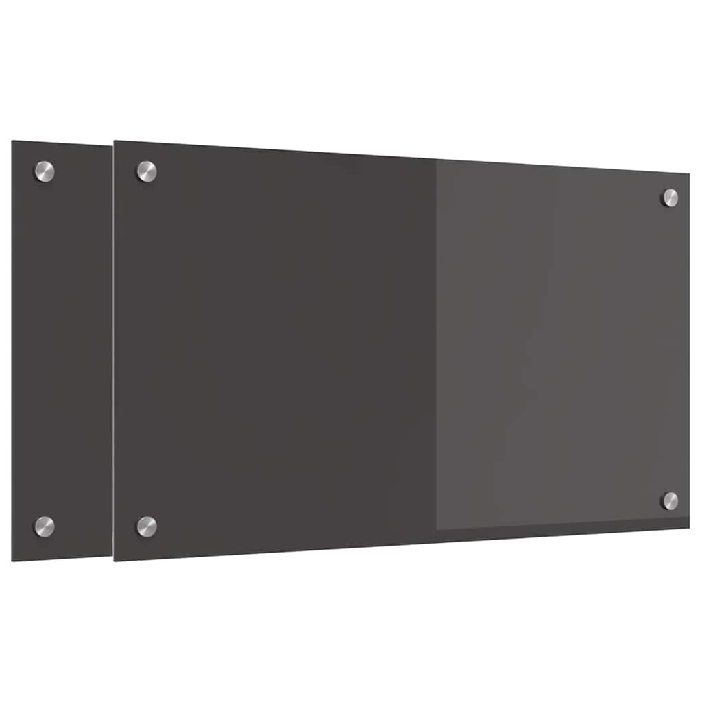 Køkkenbacksplash 2 stk. Mørkegrå 70 x 40 cm hærdet glas