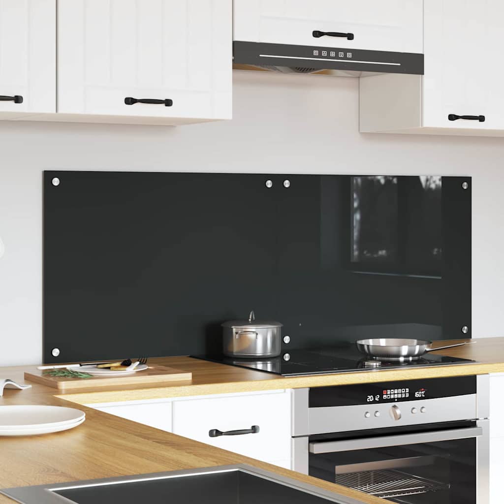 Køkkenbacksplash 2 stk. Mørkegrå 70 x 50 cm hærdet glas