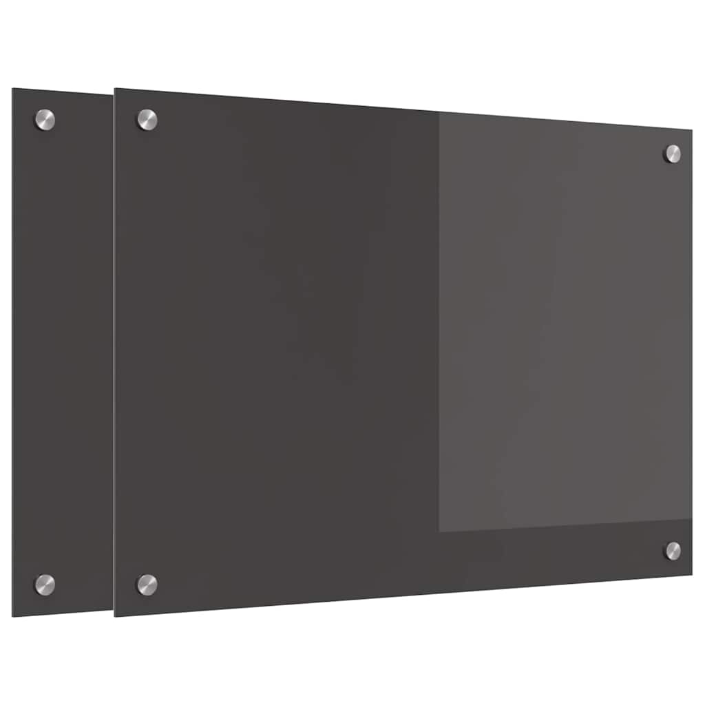 Køkkenbacksplash 2 stk. Mørkegrå 70 x 50 cm hærdet glas