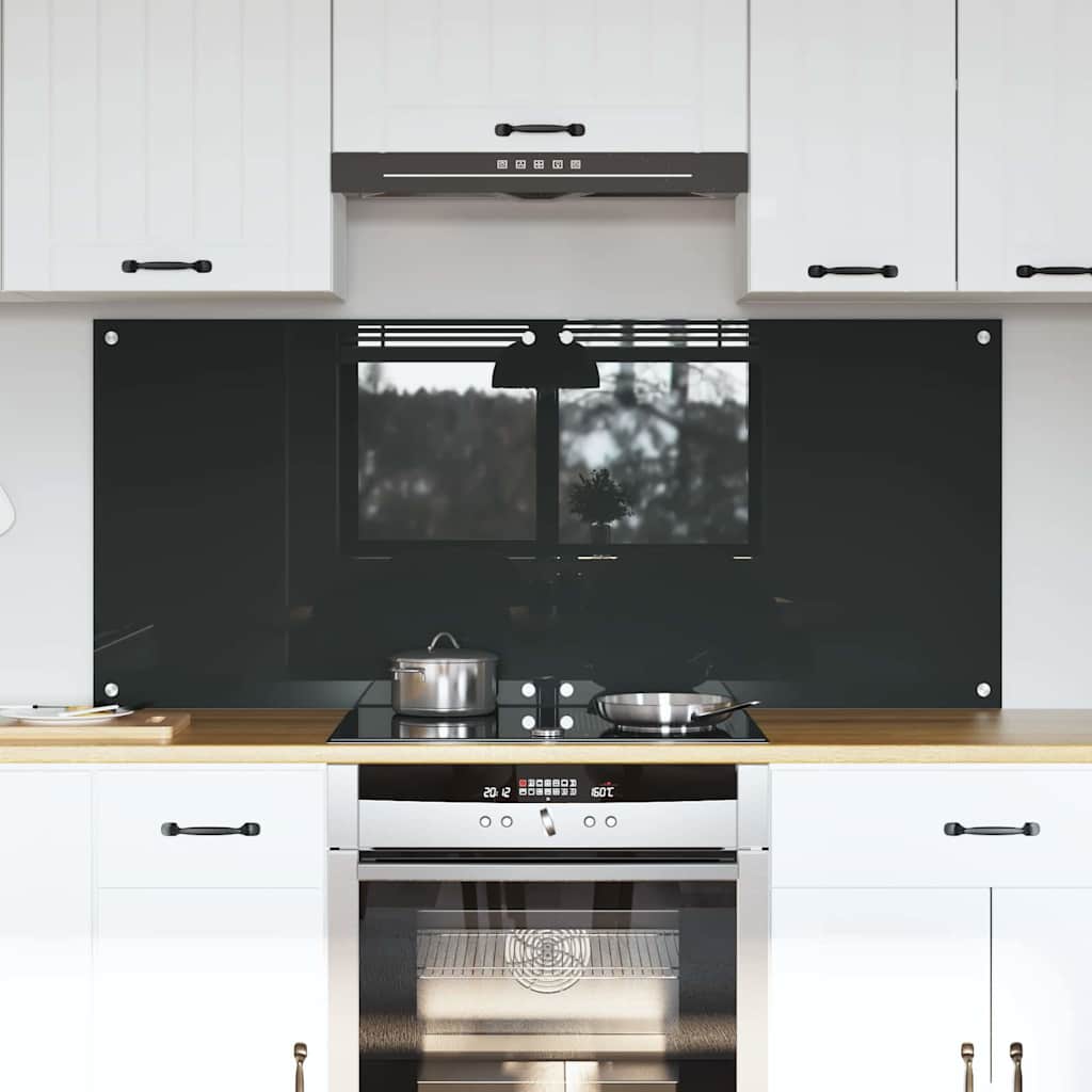 Køkkenbacksplash 2 stk. Mørkegrå 70 x 60 cm hærdet glas