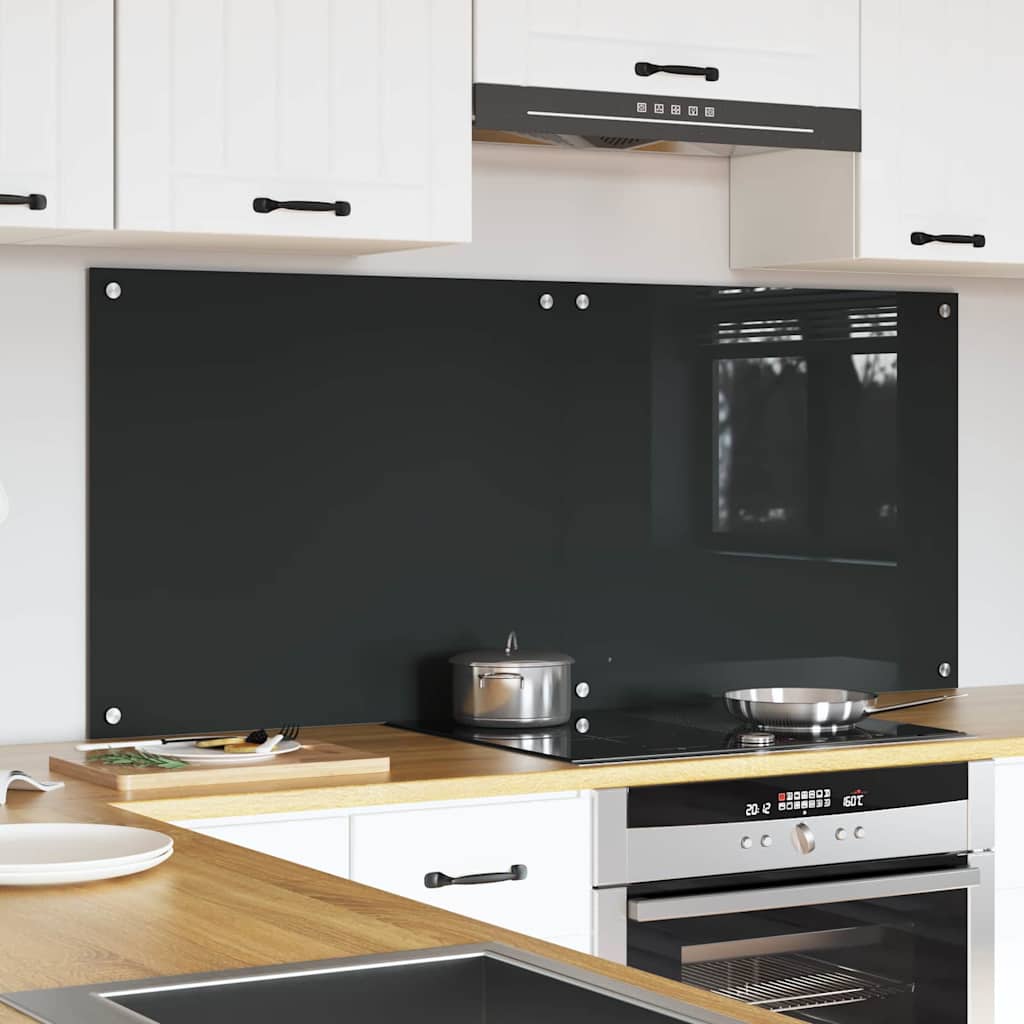 Køkkenbacksplash 2 stk. Mørkegrå 70 x 60 cm hærdet glas