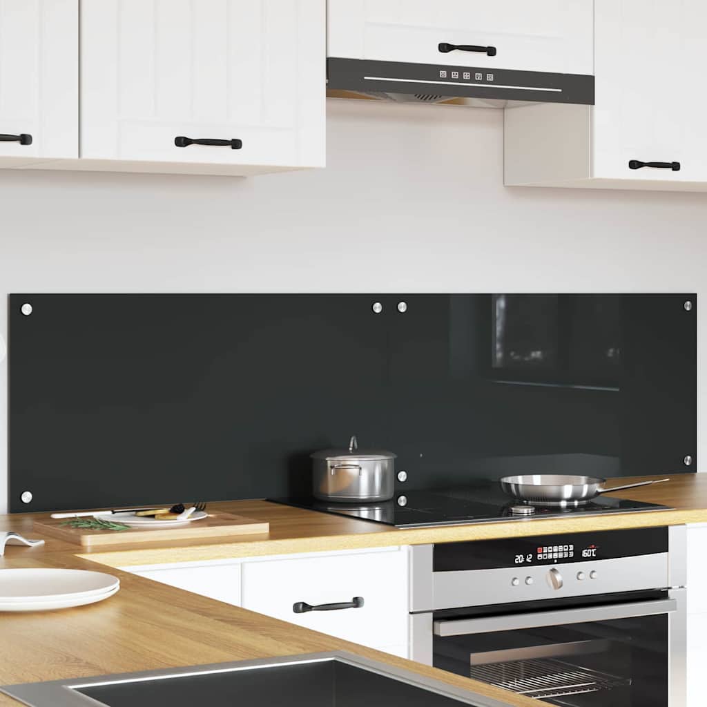 Køkkenbacksplash 2 stk. Mørkegrå 80 x 40 cm hærdet glas