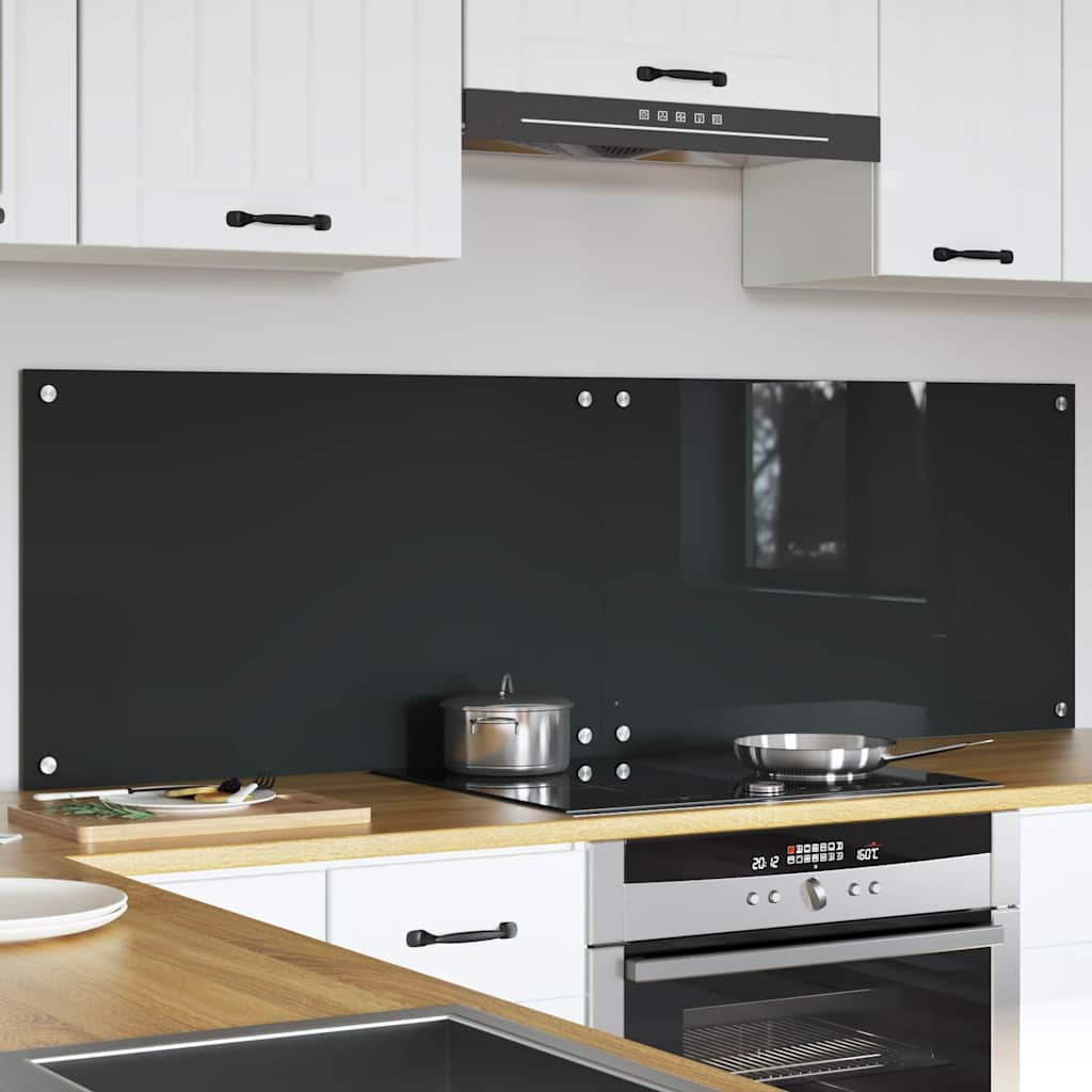 Køkkenbacksplash 2 stk. Mørkegrå 80 x 50 cm hærdet glas