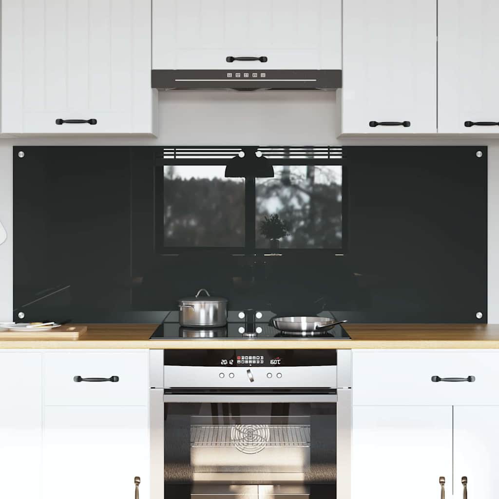 Køkkenbacksplash 2 stk. Mørkegrå 80 x 60 cm hærdet glas