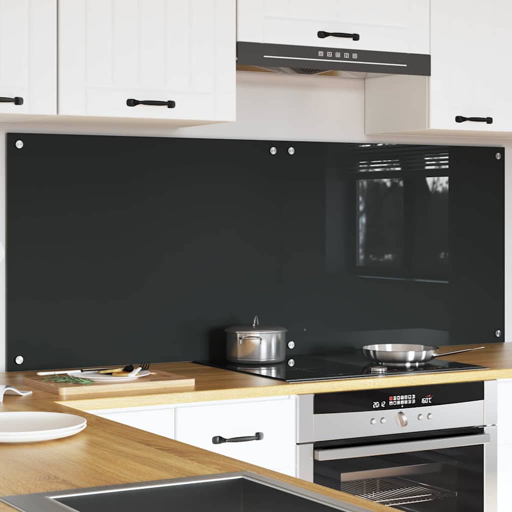 Køkkenbacksplash 2 stk. Mørkegrå 80 x 60 cm hærdet glas