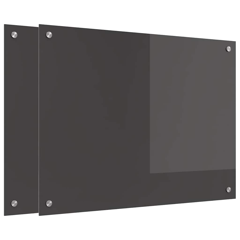 Køkkenbacksplash 2 stk. Mørkegrå 80 x 60 cm hærdet glas