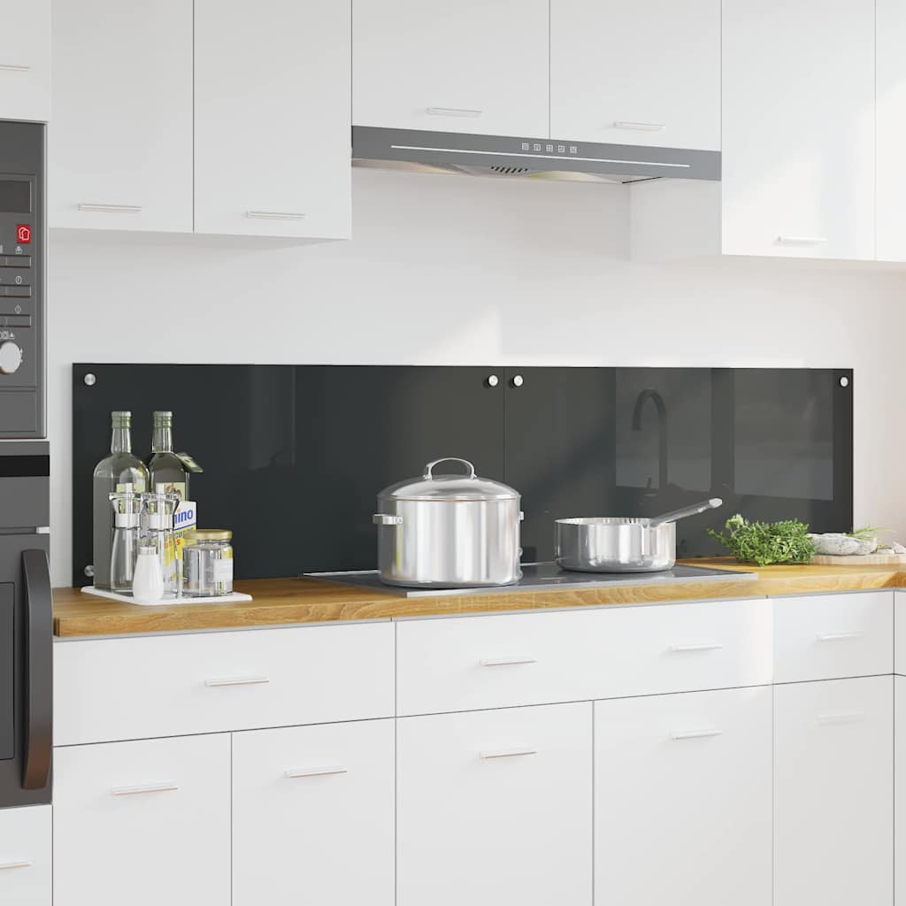 Køkkenbacksplash 2 stk. Mørkegrå 90 x 40 cm hærdet glas